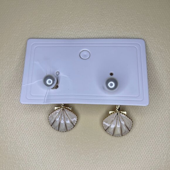 Pearl & Scallop Shell Drop Earrings - Picture 1 of 5